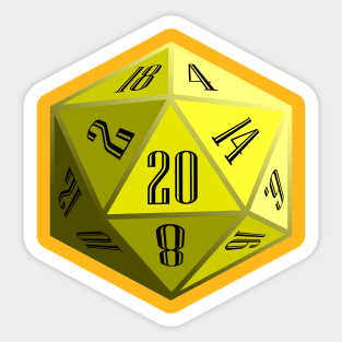 Yellow D20 Sticker